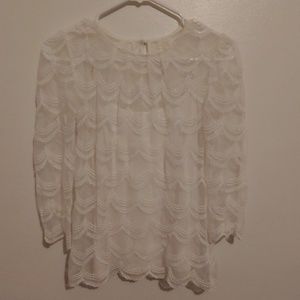 Tom K Nguyen sheer white scallop top